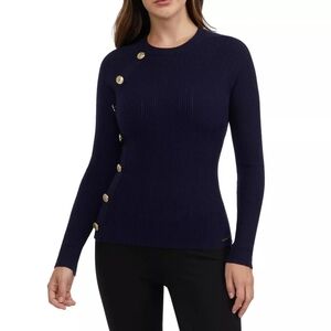 BEBE Black Sweater with Gold Button Accents